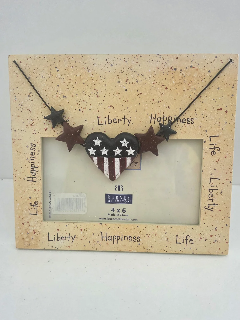 Burnes of Boston Patriotic Heart & Stars Picture Frame - Cream/Red/Blue